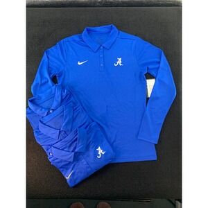 Lot of 4 Nike Alabama Crimson Tide DRI-FIT Long Sleeve Polo Shirt woman's M Blue
